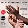 Glamnetic Press On Nails – Goal Setter | Short Squoval Neutral Fake Nails with Gold Reverse French Tip, Salon Quality Nude Nails | 15 Sizes – 30 Nail Kit with Glue(1C – Glam Goals)