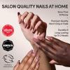 Glamnetic Press On Nails – Goal Setter | Short Squoval Neutral Fake Nails with Gold Reverse French Tip, Salon Quality Nude Nails | 15 Sizes – 30 Nail Kit with Glue(4E – Mauve Affair)
