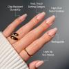 Glamnetic Press On Nails – Goal Setter | Short Squoval Neutral Fake Nails with Gold Reverse French Tip, Salon Quality Nude Nails | 15 Sizes – 30 Nail Kit with Glue(1E – Gold Goals)