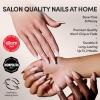 Glamnetic Press On Nails – Goal Setter | Short Squoval Neutral Fake Nails with Gold Reverse French Tip, Salon Quality Nude Nails | 15 Sizes – 30 Nail Kit with Glue(7E – Frosted Chai)