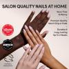 Glamnetic Press On Nails – Goal Setter | Short Squoval Neutral Fake Nails with Gold Reverse French Tip, Salon Quality Nude Nails | 15 Sizes – 30 Nail Kit with Glue(5E – Sugar Doll)