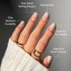Glamnetic Press On Nails – Goal Setter | Short Squoval Neutral Fake Nails with Gold Reverse French Tip, Salon Quality Nude Nails | 15 Sizes – 30 Nail Kit with Glue(7C – Sugar Veil)