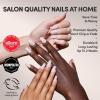 Glamnetic Press On Nails – Gold Goals | Medium Coffin Neutral Fake Nails with Gold Reverse French Tip, Salon Quality Nude Nails | 15 Sizes – 30 Nail Kit with Glue(5F – Blush Dream)