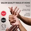 Glamnetic Press On Nails – Gold Goals | Medium Coffin Neutral Fake Nails with Gold Reverse French Tip, Salon Quality Nude Nails | 15 Sizes – 30 Nail Kit with Glue(1D – Goal Chaser)