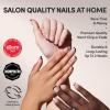 Glamnetic Press On Nails – Gold Goals | Medium Coffin Neutral Fake Nails with Gold Reverse French Tip, Salon Quality Nude Nails | 15 Sizes – 30 Nail Kit with Glue(3C – Squid Ink)
