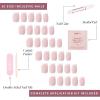 Glamnetic Press On Nails – La Perle | Semi-Transparent Squoval French Tip Nails, Salon Quality | 15 Sizes – 30 Nail Kit with Glue(Classy French)