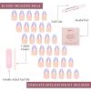 Glamnetic Press On Nails – La Perle | Semi-Transparent Squoval French Tip Nails, Salon Quality | 15 Sizes – 30 Nail Kit with Glue(French Lilac)