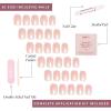 Glamnetic Press On Nails – La Perle | Semi-Transparent Squoval French Tip Nails, Salon Quality | 15 Sizes – 30 Nail Kit with Glue(La Perle)