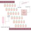 Glamnetic Press On Nails – La Perle | Semi-Transparent Squoval French Tip Nails, Salon Quality | 15 Sizes – 30 Nail Kit with Glue(Pistachio Creme)