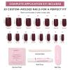 Glamnetic Press On Nails – Lilac | Solid Opaque Light Pastel Purple Round Nails, Salon Quality | 12 Sizes – 30 Nail Kit(Cherry Mocha)