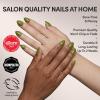 Glamnetic Press On Nails – Lilac | Solid Opaque Light Pastel Purple Round Nails, Salon Quality | 12 Sizes – 30 Nail Kit(Moss Green)