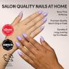 Glamnetic Press On Nails – Lilac | Solid Opaque Light Pastel Purple Round Nails, Salon Quality | 12 Sizes – 30 Nail Kit(Periwinkle)