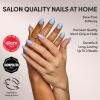 Glamnetic Press On Nails – Soft Blue | Short Almond Blue Fake Nails with Glossy Finish, Salon Quality | 15 Sizes – 30 Nail Kit with Glue