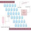Glamnetic Press On Nails – Soft Blue | Short Almond Blue Fake Nails with Glossy Finish, Salon Quality | 15 Sizes – 30 Nail Kit with Glue