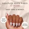 Glamnetic Press On Nails & Brush On Nail Glue Bundle – Hailey | Glossy, Semi-Transparent, Short Almond Nails, Reusable | 15 Sizes – 30 Nail Kit with Glue