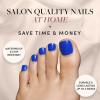 Glamnetic Press On Toenails – Caviar | Classic Black French Tip Fake Toe Nails with a Glossy Finish | 16 Sizes – 32 Toe Nail Kit with Glue(Cobalt Blue)