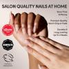Glamnetic x GLAMZILLA Press On Nails – GIVE ‘EM GRACE | Short Almond Fake French Tip Nails with Gold Glaze, Salon Quality, Everyday| 15 Sizes – 30 Nail Kit with Glue(NOT YOUR CINDER-ELLA)