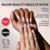 Glamnetic x GLAMZILLA Press On Nails – GIVE ‘EM GRACE | Short Almond Fake French Tip Nails with Gold Glaze, Salon Quality, Everyday| 15 Sizes – 30 Nail Kit with Glue(GIVE ‘EM GRACE)