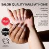 Glamnetic x GLAMZILLA Press On Nails – GIVE ‘EM GRACE | Short Almond Fake French Tip Nails with Gold Glaze, Salon Quality, Everyday| 15 Sizes – 30 Nail Kit with Glue(WOO-MAN!)