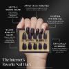 Harry Potter™ x Glamnetic Press On Nails – Hufflepuff™ | Gold Foil French Tip 3D Graphic Short Almond Nails in a Chrome & Glossy Finish | 15 Sizes – 30 Nail Kit with Glue(Deathly Hallows)