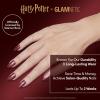 Harry Potter™ x Glamnetic Press On Nails – Hufflepuff™ | Gold Foil French Tip 3D Graphic Short Almond Nails in a Chrome & Glossy Finish | 15 Sizes – 30 Nail Kit with Glue(Gryffindor)