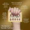 Harry Potter™ x Glamnetic Press On Nails – Hufflepuff™ | Gold Foil French Tip 3D Graphic Short Almond Nails in a Chrome & Glossy Finish | 15 Sizes – 30 Nail Kit with Glue(Golden Cup)