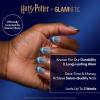 Harry Potter™ x Glamnetic Press On Nails – Hufflepuff™ | Gold Foil French Tip 3D Graphic Short Almond Nails in a Chrome & Glossy Finish | 15 Sizes – 30 Nail Kit with Glue(6 – Lumos)