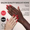 Valentines Day Glamnetic Press On Nails – Lush Coral | Short Oval Fake Nails in a Bright Coral Hue with a Glazed Finish, Salon Quality | 15 Sizes – 30 Nail Kit with Glue(Red Flag)