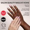 Valentines Day Glamnetic Press On Nails – Lush Coral | Short Oval Fake Nails in a Bright Coral Hue with a Glazed Finish, Salon Quality | 15 Sizes – 30 Nail Kit with Glue(Love Knot)