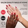 Valentines Day Glamnetic Press On Nails – Lush Coral | Short Oval Fake Nails in a Bright Coral Hue with a Glazed Finish, Salon Quality | 15 Sizes – 30 Nail Kit with Glue(Sent With Love)