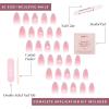 Valentines Day Glamnetic Press On Nails – Pink Macaron | Semi-Transparent Light Pink Pastel French Tip Short Almond Fake Nails in a Glossy Finish, Salon Quality | 15 Sizes – 30 Nail Kit(Lovers Knot)
