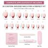 Valentines Day Glamnetic Press On Nails – Pink Macaron | Semi-Transparent Light Pink Pastel French Tip Short Almond Fake Nails in a Glossy Finish, Salon Quality | 15 Sizes – 30 Nail Kit(Ruby Ribbons)
