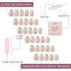Valentines Day Glamnetic Press On Nails – Pink Macaron | Semi-Transparent Light Pink Pastel French Tip Short Almond Fake Nails in a Glossy Finish, Salon Quality | 15 Sizes – 30 Nail Kit(Petals)