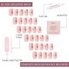 Valentines Day Glamnetic Press On Nails – Pink Macaron | Semi-Transparent Light Pink Pastel French Tip Short Almond Fake Nails in a Glossy Finish, Salon Quality | 15 Sizes – 30 Nail Kit(Pretty Bloom)