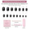 Valentines Day Glamnetic Press On Nails – Pink Macaron | Semi-Transparent Light Pink Pastel French Tip Short Almond Fake Nails in a Glossy Finish, Salon Quality | 15 Sizes – 30 Nail Kit(Midnight Romance)