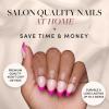 Valentines Day Glamnetic Press On Nails – Pink Macaron | Semi-Transparent Light Pink Pastel French Tip Short Almond Fake Nails in a Glossy Finish, Salon Quality | 15 Sizes – 30 Nail Kit(Raspberry Sorbet)