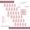 Valentines Day Glamnetic Press On Nails – Pink Macaron | Semi-Transparent Light Pink Pastel French Tip Short Almond Fake Nails in a Glossy Finish, Salon Quality | 15 Sizes – 30 Nail Kit(Pink Macaron)