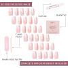 Valentines Day Glamnetic Press On Nails – Pink Macaron | Semi-Transparent Light Pink Pastel French Tip Short Almond Fake Nails in a Glossy Finish, Salon Quality | 15 Sizes – 30 Nail Kit(Lace Blush)