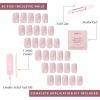 Valentines Day Glamnetic Press On Nails – Pink Macaron | Semi-Transparent Light Pink Pastel French Tip Short Almond Fake Nails in a Glossy Finish, Salon Quality | 15 Sizes – 30 Nail Kit(Pinky Promise)