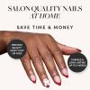 Valentines Day Glamnetic Press On Nails – Pink Macaron | Semi-Transparent Light Pink Pastel French Tip Short Almond Fake Nails in a Glossy Finish, Salon Quality | 15 Sizes – 30 Nail Kit(Ruby Ribbons)