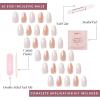 Valentines Day Glamnetic Press On Nails – Pink Macaron | Semi-Transparent Light Pink Pastel French Tip Short Almond Fake Nails in a Glossy Finish, Salon Quality | 15 Sizes – 30 Nail Kit(Lovey Dovey)