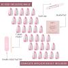 Valentines Day Glamnetic Press On Nails – Pink Macaron | Semi-Transparent Light Pink Pastel French Tip Short Almond Fake Nails in a Glossy Finish, Salon Quality | 15 Sizes – 30 Nail Kit(Better Half)