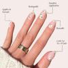 Valentines Day Glamnetic Press On Nails – Pink Macaron | Semi-Transparent Light Pink Pastel French Tip Short Almond Fake Nails in a Glossy Finish, Salon Quality | 15 Sizes – 30 Nail Kit(Petals)