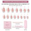 Valentines Day Glamnetic Press On Nails – Pink Macaron | Semi-Transparent Light Pink Pastel French Tip Short Almond Fake Nails in a Glossy Finish, Salon Quality | 15 Sizes – 30 Nail Kit(Pink Comet)