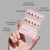 Valentines Day Glamnetic Press On Nails – Pink Macaron | Semi-Transparent Light Pink Pastel French Tip Short Almond Fake Nails in a Glossy Finish, Salon Quality | 15 Sizes – 30 Nail Kit(Ruby Ribbons)