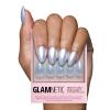 Glamnetic Press On Nails – Burgundy Chrome | Short Almond Fake Nails with a Metallic Chrome Finish, Salon Quality Halloween Nails | 15 Sizes – 30 Nail Kit with Glue(2P – Something Blue)