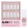 Glamnetic Press On Nails & Brush On Nail Glue Bundle – Hailey | Glossy, Semi-Transparent, Short Almond Nails, Reusable | 15 Sizes – 30 Nail Kit with Glue