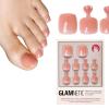 Glamnetic Press On Toenails – Caviar | Classic Black French Tip Fake Toe Nails with a Glossy Finish | 16 Sizes – 32 Toe Nail Kit with Glue(Sheer Peach)