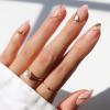 Glamnetic x GLAMZILLA Press On Nails – GIVE ‘EM GRACE | Short Almond Fake French Tip Nails with Gold Glaze, Salon Quality, Everyday| 15 Sizes – 30 Nail Kit with Glue(I AM A RICH MAN?)