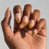 Harry Potter™ x Glamnetic Press On Nails – Hufflepuff™ | Gold Foil French Tip 3D Graphic Short Almond Nails in a Chrome & Glossy Finish | 15 Sizes – 30 Nail Kit with Glue(7 – Helga Hufflepuff)